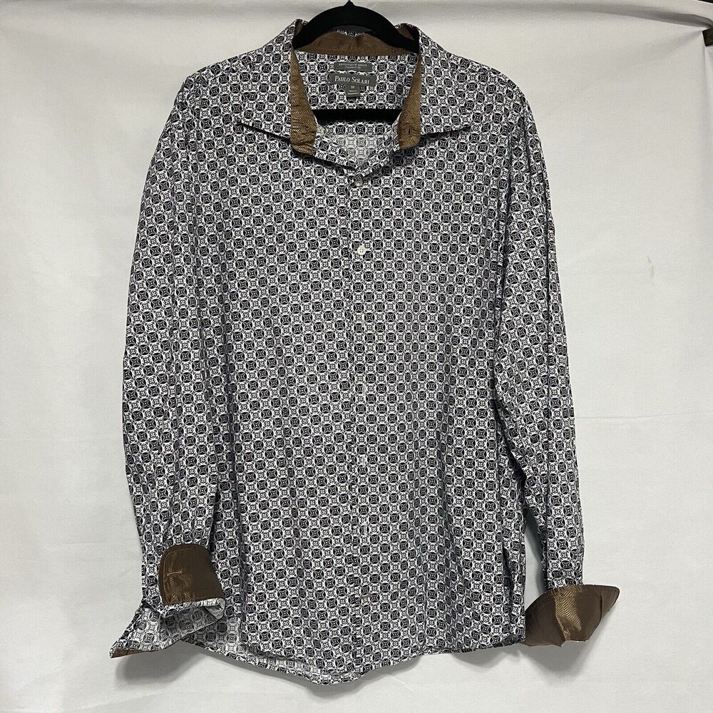 Paulo Solari Men's Performance Button-Up Long Sleeve Shirt Geo Pattern Size 3XL